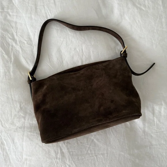 Vestirsi Eden Dark Chocolate Suede Shoulder Bag - Picture 2 of 9